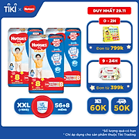 Combo 3 Gói Tã Quần Huggies Dry Gói Cực Đại XXL56 (56 Miếng) - Tặng 8 miếng