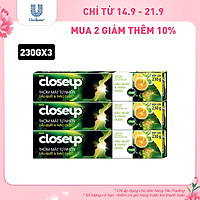 Combo 3 Kem đánh răng dạng gel sạch khuẩn Closeup Thơm Mát Tự Nhiên Dầu Quất & Thảo Dược 230g cho hơi thở thơm mát dài lâu