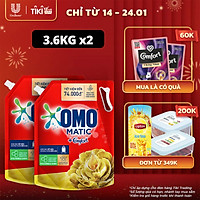 Combo 2 túi nước giặt OMO Matic Comfort hương Tinh dầu thơm cho máy giặt cửa trên, xoáy bay vết bẩn, hương thơm bền lâu, túi 3.6kg