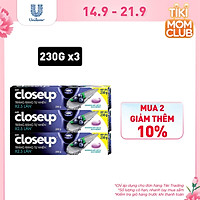 Combo 3 Kem đánh răng dạng Gel Closeup Trắng Răng Tự Nhiên Khoáng Đất Sét & Acai Berry 230g cho răng trắng tự nhiên hơn 2.5 lần