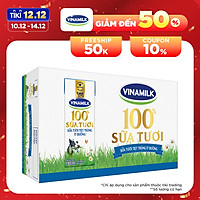 Thùng 48 Hộp Sữa Tươi Tiệt Trùng Vinamilk 100% Ít Đường (180ml)
