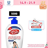 Nước rửa tay Lifebuoy 500g Sữa dưỡng ẩm giúp chăm sóc và bảo vệ khỏi 99.9% vi khuẩn trên tay