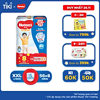 Tã Quần Huggies Dry Gói Cực Đại XXL56 (56 Miếng) - Tặng 8 miếng