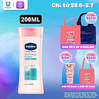 Sữa Dưỡng Thể 200Ml Vaseline Dưỡng Ẩm Sáng Da Fresh & Bright 10X Niacinamide Giúp Da Sáng Khỏe Mịn Căng Tinh Chất Menthol Mát Lạnh Như Tuyết Tan Trên Da