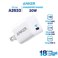 Adapter Sạc 1 Cổng Anker 18W / 20W PowerPort III Nano Tích Hợp PowerIQ 3.0 - Hàng Chính Hãng
