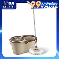 Bộ Cây Lau Nhà Xoay Tay Compact Spin Mop Lock&Lock ETM466: Thùng Giặt + Cây + Bông Lau