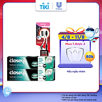 Combo 2 Kem Đánh Răng Dạng Gel Closeup Trắng Sáng Tự Nhiên Vị Dừa 180G + & 02 Bàn Chải Than Bạc Kháng Khuẩn