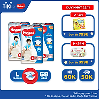 Combo 3 Gói Tã Dán Huggies Dry Gói Cực Đại L68 (68 Miếng) - Bao Bì Mới