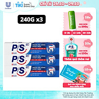 Combo 3 Kem Đánh Răng P/S Ngừa Sâu Răng Vượt Trội 240g lấp đầy các lỗ sâu li ti giúp răng chắc khỏe hơn 10X cho cả gia đình