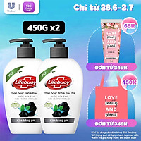 Combo 2 Nước Rửa Tay Lifebuoy Cân Bằng Độ Ph Bảo Vệ Khỏi Vi Khuẩn; Dưỡng Ẩm Than Hoạt Tính & Bạc Hà Chiết Xuất Thiên Nhiên Chai 450g