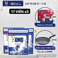 Combo 3 Túi 17 Viên giặt OMO Cho máy giặt cửa trước và cửa trên Bền Màu Công nghệ Anh Quốc