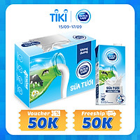 Thùng 12 Hộp Sữa Tươi Tiệt Trùng Dutch Lady Cô Gái Hà Lan Không Đường (12 X 1L)
