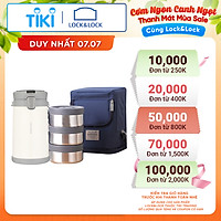 Bộ Hộp Cơm Giữ Nhiệt Lock&Lock Easy Carry 2L LHC8039 Có Túi (1 Hộp 720ml, 2 Hộp 420ml Kèm 1 Bộ Muỗng Và Nĩa)