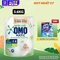 TúI Nước Giặt Omo Matic Cho Quần Áo Bé Yêu Chiết Xuất Tràm Trà Và Nha Đam Dịu Nhẹ, Sạsh Khuẩn 3.6Kg