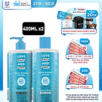 Combo sữa tắm và sữa dưỡng thể Love Beauty And Planet Oceans Edition chăm da mềm mịn Marine Softness 400ml