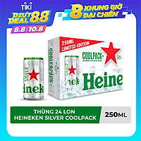Thùng 24 lon bia Heineken Silver Coolpack 250ml/lon