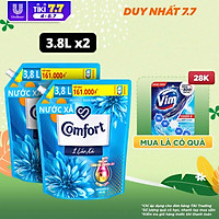 Combo 2 túi Nước Xả Vải Comfort Giữ Màu & Bền Vải Một Lần Xả Hương Ban Mai, túi 3.8L