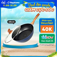 Chảo Sâu Lòng NAG2853 Đáy Từ 5 Lớp Chống Dính Vung Kính Siêu Bền Nagakawa (28cm) - Dùng Trên Mọi Loại Bếp - Hàng Chính Hãng