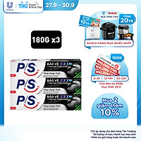 Combo 3 Kem đánh răng P/S Bảo vệ 123 Than Hoạt Tính 180g giúp làm trắng răng tự nhiên