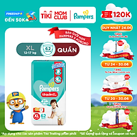Tã/ Bỉm Quần PAMPERS Giữ Dáng Gói Cực Đại Size M(74 miếng, 7-12kg)/ L(68 miếng, 9-14kg)/ XL (62 miếng, 12-17kg)/ XXL (56 miếng, 15-25kg), Chống Xệ