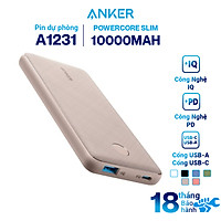 Pin Sạc Dự Phòng Tích Hợp Cổng USB Type-C In/Out Hỗ Trợ Power Delivery PD Anker PowerCore Slim PD 10000mAh - A1231 - Hàng Chính Hãng