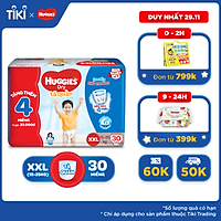Tã Quần Huggies Dry gói trung XXL30 (30 Miếng) - Tặng 4 miếng