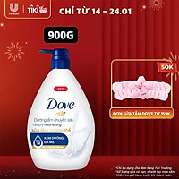 Sữa Tắm Dưỡng Thể 900G Dove Dưỡng Ẩm Chuyên Sâu Deeply Nourishing Với 1/4 Kem Dưỡng Da Mặt