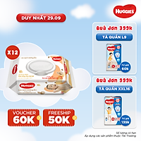 Combo 12 Gói Khăn Ướt Huggies Cacao và Bơ Hạt Mỡ (72 Miếng/ Gói)