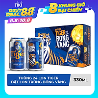 Thùng Bia Tiger 24 Lon (330ml / Lon) (Bật lon Tiger giơ cao bóng vàng)