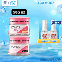 Bộ Đôi Kem Dưỡng Da Ngày Và Đêm Trắng Hồng Rạng Rỡ Pond's White Beauty (50g)
