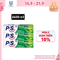 Combo 3 Kem Đánh Răng P/S Bảo Vệ 123 Trà Xanh 240g với tinh chất trà xanh thanh nhiệt giúp mang lại cảm giác mát dịu