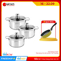 Bộ Nồi Inox 3 Lớp Đáy Liền Elmich Trimax Classic 2106OL Size 18,20,24cm
