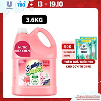 Chai Nước Rửa Chén 3.6kg Sunlight Mềm Dịu Không hại da tay Hương Bưởi & Hoa Anh Đào Thành phần làm sạch 100% từ gốc thực vật