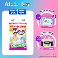 Tã quần Bobby Mega Jumbo L104 - Lõi nén thần kì 3mm - Siêu mỏng khô thoáng bất ngờ