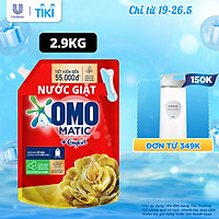 Túi Nước Giặt Omo Matic Comfort Cho Máy Giặt Cửa Trên Hương Tinh Dầu Thơm Xoáy Bay Vết Bẩn, Hương Thơm Bền Lâu 2.9Kg