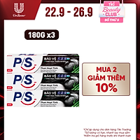 Combo 3 Kem đánh răng P/S Bảo vệ 123 Than Hoạt Tính 180g giúp làm trắng răng tự nhiên