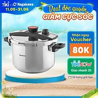 Nồi Áp Suất Đáy Từ Đa Lớp Nagakawa NAG1473 (7L) - Lòng Nồi Inox 304, Van Kép 3 Cấp An Toàn