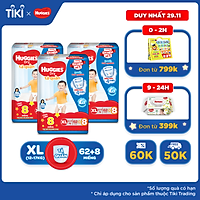 Combo 3 Gói Tã Quần Huggies Dry Gói Cực Đại XL62 (62 Miếng) - Tặng 8 miếng