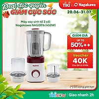 Máy Xay Sinh Tố 3 Cối Nagakawa NAG0816 (450W - 1.5 Lít) - Hàng Chính Hãng