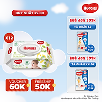 Combo 12 Khăn Ướt Dịu Nhẹ Cho Trẻ Sơ Sinh Huggies (64 Tờ/Gói)