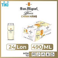 Thùng 24 lon Bia Lúa Mì Trắng San Miguel Cerveza Blanca Lon 490 ml