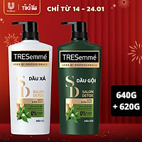 Combo Dầu Gội, Dầu Xả TRESEMME Salon Detox Cho tóc chắc khỏe cùng Gừng và Trà Xanh Dầu gội xả Detox tóc sạch sâu 640g, 620g