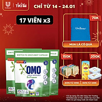 Combo 3 Túi 17 Viên giặt OMO Cho máy giặt cửa trước và cửa trên Khử Mùi Công nghệ Anh Quốc