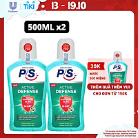 Bộ 2 Nước súc miệng P/S Active Defense Chuyên gia kháng khuẩn 500ml giúp kháng khuẩn 99.9% chỉ sau 30 giây