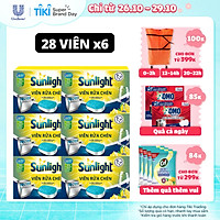 Combo 6 Hộp Viên Rửa Chén Bát (28V/hộp) Sunlight 5 in 1 Cho máy rửa chén bát Công nghệ PureClean không để lại vêt ố