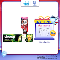 Combo Thơm Mát Tự Nhiên - Kem Đánh Răng Closeup Thơm Mát Tự Nhiên Dầu Quất & Thảo Dược (180g) + Bộ 2 Bàn Chải P/S Than Hoạt Tính