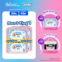 Combo Tiết Kiệm 3 Gói Khăn Ướt Bobby Care Hương Dịu Nhẹ 100 Tờ/Gói - Tặng 1 Gói Cùng Loại