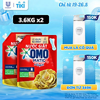 Combo 2 Túi Nước Giặt Omo Matic Máy Giặt Cửa Trên Hương Comfort Tinh Dầu Thơm Xoáy Bay Vết Bẩn Thơm Bền Lâu 3.6Kg
