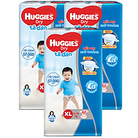 Combo 3 Gói Tã Dán Huggies Dry Gói Cực Đại XL62 (62 Miếng) - Bao Bì Mới