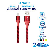 Dây Cáp Sạc Lightning Cho iPhone Anker Powerline+ II 0.9m (Không Kèm Bao Đựng) - A8452 - Hàng Chính Hãng